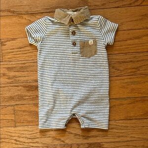 Striped Kids One Piece with Brown Collar